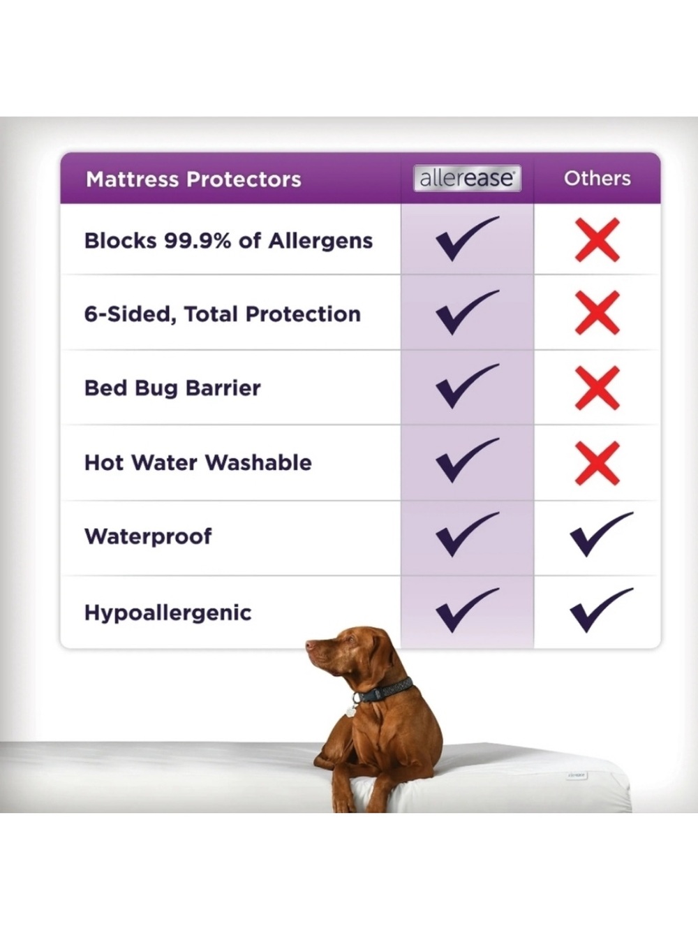 NIB Allerease Ultimate Cotton Allergy Relief Zippered Mattress Protector, Queen - Picture 10 of 12